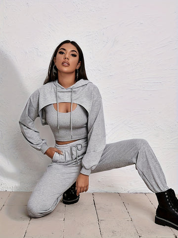 Get Active in Style 3pc Cropped Hoodie Tank Jogger Set customized 7756f9-61   