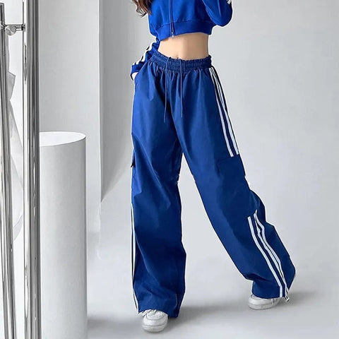Striped Hip Hop Streetwear Cargo Sweatpants for Women customized 7756f9-61   